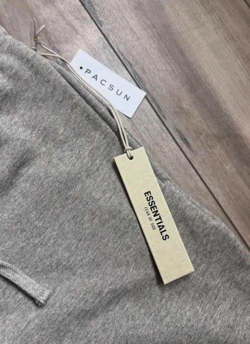 Essentials Fear of God Men's Gray Sweatpants S Fleece Cuffed Drawstring Tapered